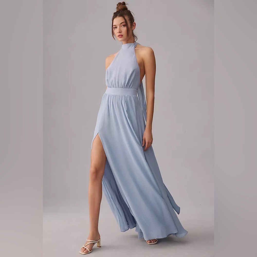 Reformation Light Blue Backless Dress